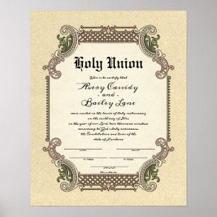 Poster Certificat de Mariage de Saint Union Trellis