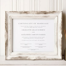 Certificat de mariage simple et élégant