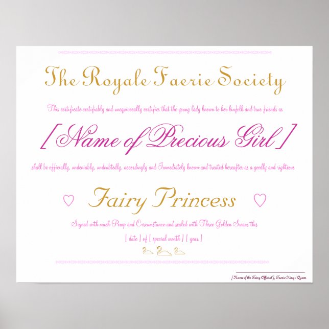Poster Certificat de Princesse Fairy (Devant)