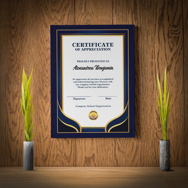 Poster Certificat De Récompense (Certificate Of Appreciation Achievement Awards Poster great for deserving a deserving person. )