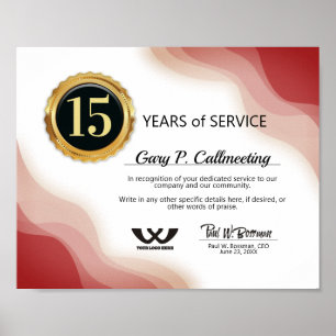 Poster Certificat de reconnaissance d'anniversaire d'empl