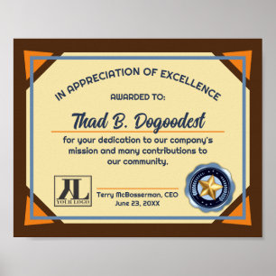 Poster Certificat d'excellence pour la reconnaissance vol