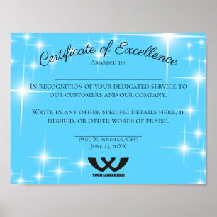 Poster Certificat d'excellence Prix du personnel