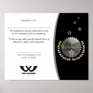 Poster Certificat d'excellence Prix du personnel