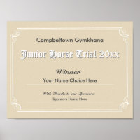 Certificat du vainqueur des épreuves de Gymkhana H