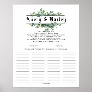 Poster Certificat mariage