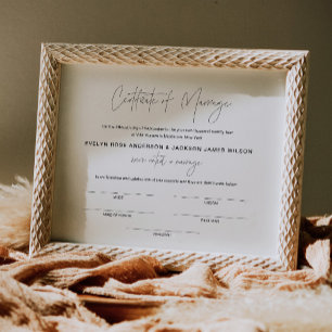 Poster Certificat Mariage HARLOW De Mariage 8x10