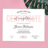 Certificat Rose Féminin Récompense Téléchargeable