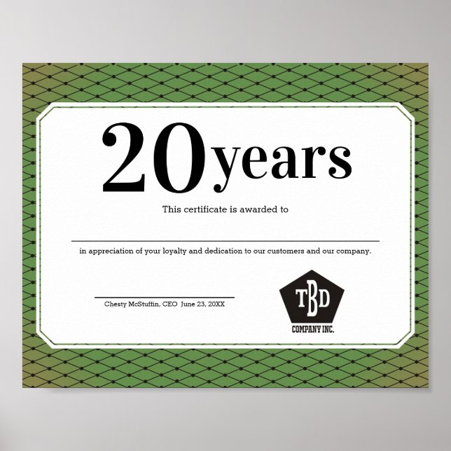 Poster Certificat universel d'anniversaire de l'employé d (Devant)