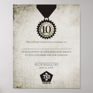 Poster Certificat universel d'attribution d'anniversaire