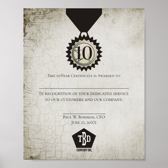 Poster Certificat universel d'attribution d'anniversaire  (Devant)