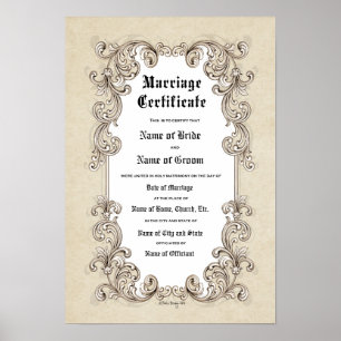 Poster Certificate Wedding-Marriage-(Ornamental Keepsake)