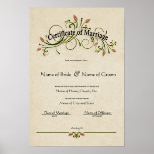 Poster Certificate Wedding-Marriage-(Ornamental Keepsake)