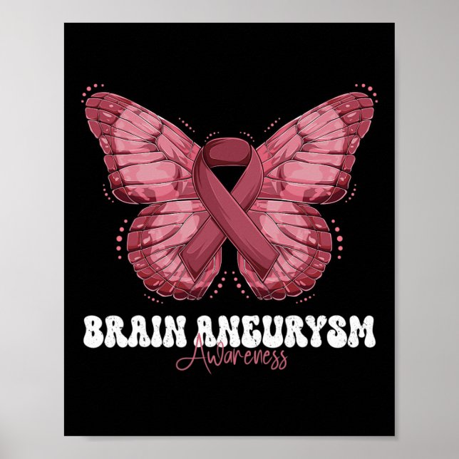 Poster Cerveau Aneurysme Mois de sensibilisation Burgundy (Devant)