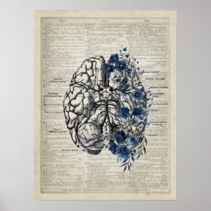 Poster Cerveau aux fleurs Neuroscience Design de thème