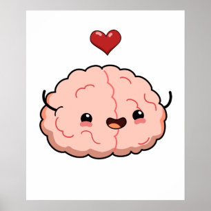Poster Cerveau Cute Kawaii