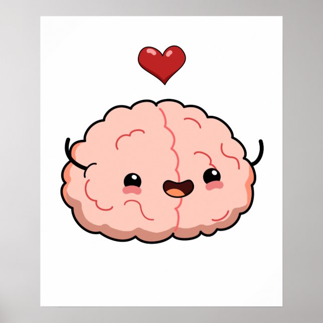 Poster Cerveau Cute Kawaii (Devant)