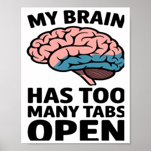 Poster Cerveau Déboussolé - J'Ai Trop D'Onglets Ouverts A