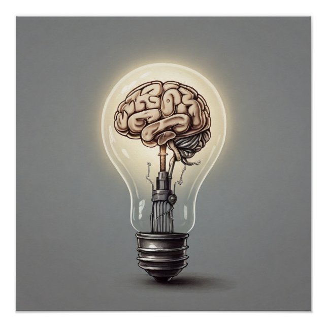 Poster cerveau lumineux (Devant)