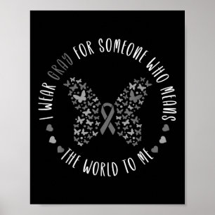 Poster Cerveau Tumeur Cerveau Cancer Gris Ruban Je Porte 