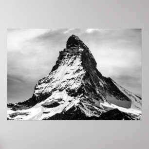 Poster Cervin de montagne alpin Iconique en noir et Whi