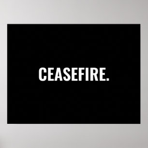Poster Cessez-le-feu noir blanc texte minimaliste anti-gu