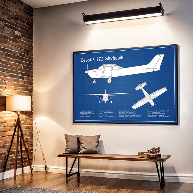 Poster Cessna 172 Skyhawk - Plan directeur de l'avion ABD (Créateur téléchargé)