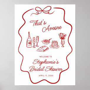 Poster C'est Amore Cadre de Bienvenue à Doodle Rouge