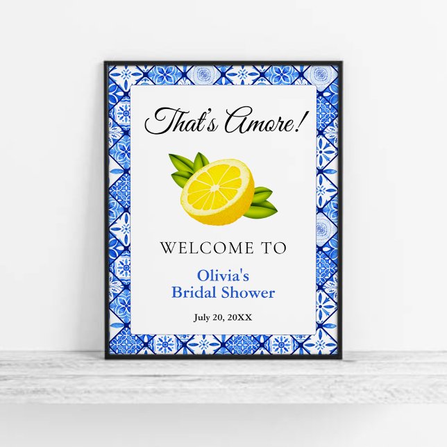 Poster C'est Amore | Fête des mariées méditerranéenne Bie (That's Amore | Mediterranean Lemon Bridal Shower Welcome Sign   )