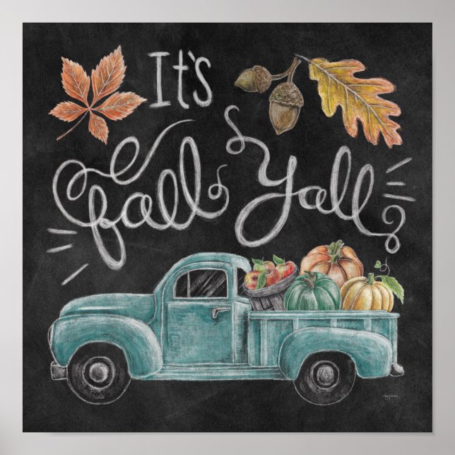 Poster C'est Automne Y'all - Chalkboard Truck (Devant)