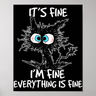 Poster C'est bien Je vais bien Tout est bien amusant Noir