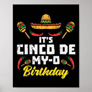Poster C'est Cinco De My-o Anniversaire Né à la fête mexi