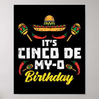 Poster C'est Cinco De My-o Anniversaire Né à la fête mexi