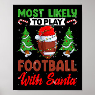 Poster C'Est Drôle De Jouer Au Football Avec Père Noël Ch