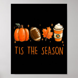 Poster C'Est La Saison Automne Football Citrouille Coffee