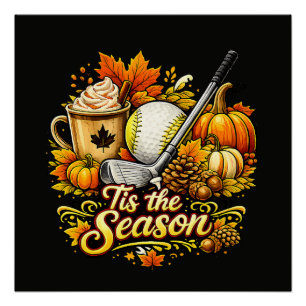 Poster C'est la saison Café épicé à la citrouille de golf