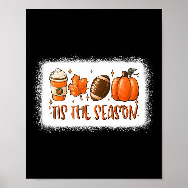 Poster C'Est La Saison Citrouille Leaf Latte Fall Footbal (Devant)