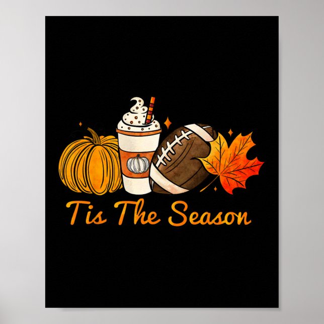 Poster C'Est La Saison Citrouille Leaf Latte Fall Thanksg (Devant)