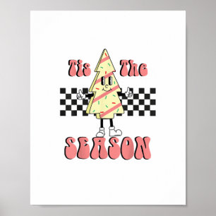Poster C'est la saison de Noël Arbre de Noël Groovy Rétro