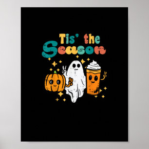 Poster C'est la saison Latte de citrouille Rétro Hallowee