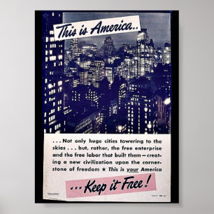 Poster C'Est L'Amérique Qui La Garde Libre !