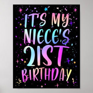 Poster C'est l'anniversaire des 21 ans de ma nièce Coloré