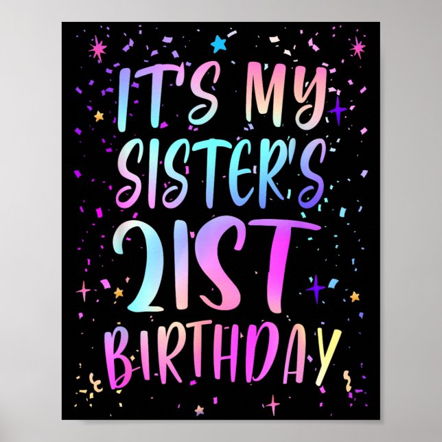 Poster C'est l'anniversaire des 21 ans de ma sœur Coloré  (Devant)