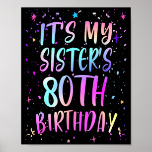 Poster C'est l'anniversaire des 80 ans de ma sœur Coloré