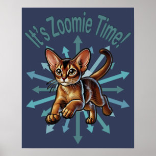 Poster C'est le temps Zoomie pour le chat abyssin