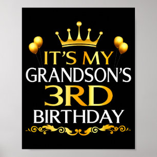 Poster C'est les 3 ans de mon petit-fils Joyeux Anniversa