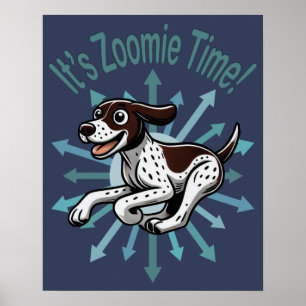 Poster C'est l'heure de Zoomie Pointer allemand à poil co