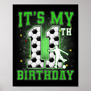 Poster C'est mon 11e anniversaire de football garçon 11 a