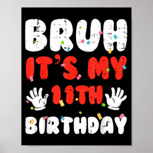 Poster C'est mon 11e anniversaire Mains 11 ans Filles d'a