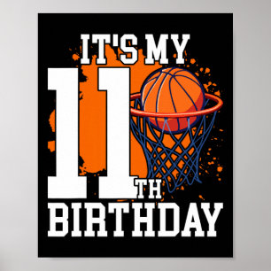 Poster C'est mon 11e anniversaire Thème Sketll 11 ans Bi